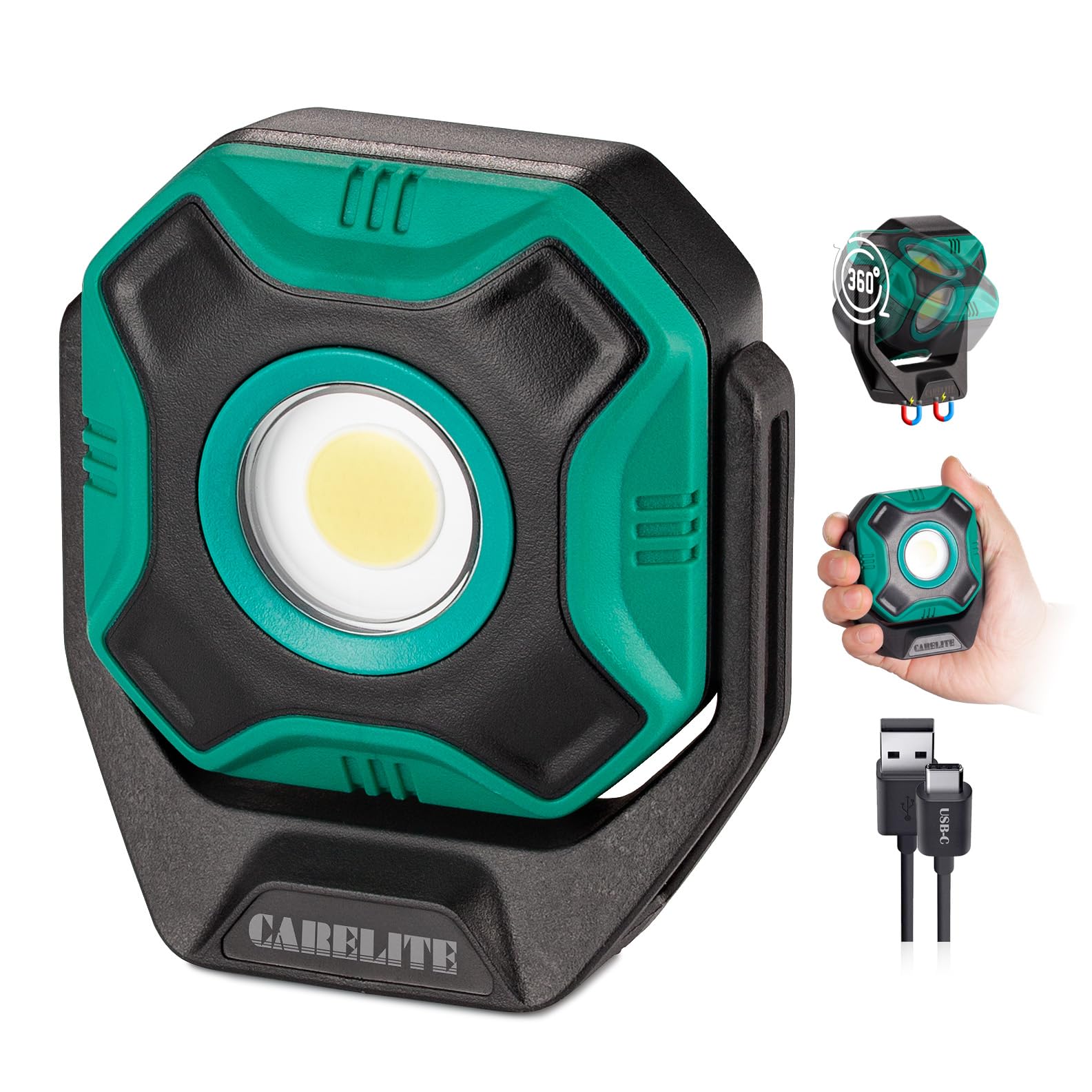 CARELITE Work Light, 700 Lumen Rechargeable Magnetic Light with 3